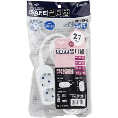 강원전자 넷메이트 SAFE 멀티탭 2구 접지 2m NM-SF220