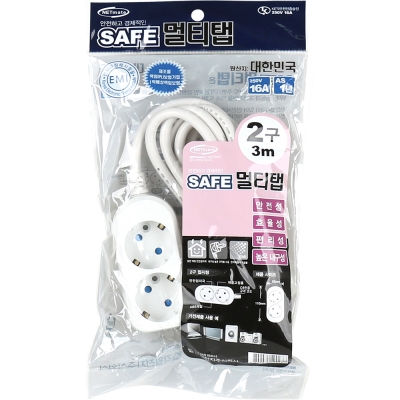 강원전자 넷메이트 SAFE 멀티탭 2구 접지 3m NM-SF230
