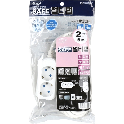 강원전자 넷메이트 SAFE 멀티탭 2구 접지 5m NM-SF250
