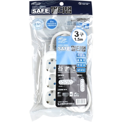 강원전자 넷메이트 SAFE 멀티탭 3구 접지 1.5m NM-SF315