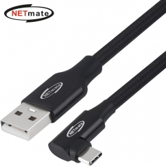 강원전자 넷메이트 USB2.0 AM-CM 꺾임 케이블 2m (블랙) NM-UAC202BA