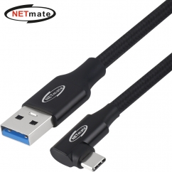 강원전자 넷메이트 USB3.2 Gen2 AM-CM 꺾임 케이블 1m (블랙) NM-UAC301BA