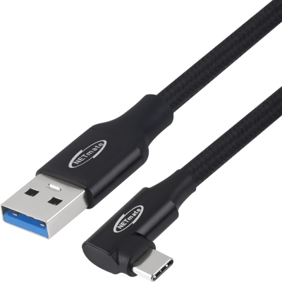 강원전자 넷메이트 USB3.2 Gen2 AM-CM 꺾임 케이블 2m (블랙) NM-UAC302BA