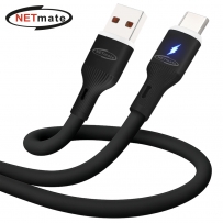 강원전자 넷메이트 USB2.0 AM-CM 실리콘 LED 케이블 2m (블랙) NM-UCA220LB