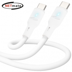 강원전자 넷메이트 USB2.0 C타입 실리콘 LED 케이블 1m (화이트) NM-UCC210LW