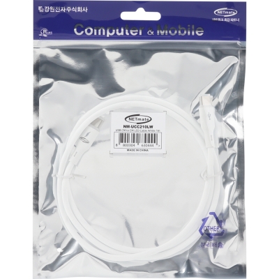 강원전자 넷메이트 USB2.0 C타입 실리콘 LED 케이블 1m (화이트) NM-UCC210LW
