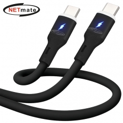 강원전자 넷메이트 USB2.0 C타입 실리콘 LED 케이블 2m (블랙) NM-UCC220LB