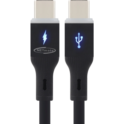 강원전자 넷메이트 USB2.0 C타입 실리콘 LED 케이블 2m (블랙) NM-UCC220LB