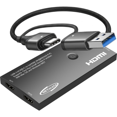 강원전자 넷메이트 USB3.0 to 듀얼 HDMI DisplayLink 컨버터 NM-UHM02