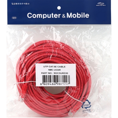 강원전자 넷메이트 CAT.5E UTP 랜 케이블 30m, 레드 NMC-U530R