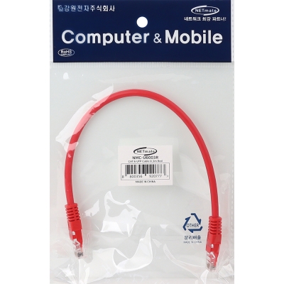 강원전자 넷메이트 CAT.6 UTP 랜 케이블 0.3m, 레드 NMC-U6003R