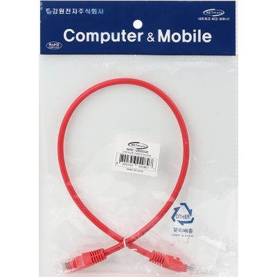강원전자 넷메이트 CAT.6 UTP 랜 케이블 0.5m, 레드 NMC-U6005R