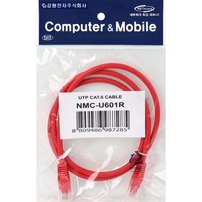 강원전자 넷메이트 CAT.6 UTP 랜 케이블 1m, 레드 NMC-U601R