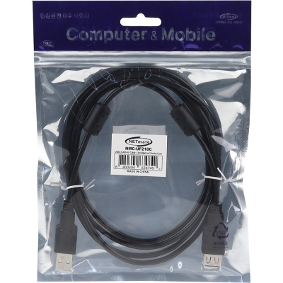 강원전자 넷메이트 USB2.0 연장 AM-AF 케이블 1.8m (블랙/노이즈필터) NMC-UF218C