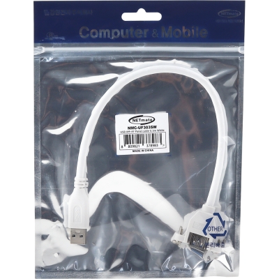 강원전자 넷메이트 USB3.0 연장 AM-AF 판넬형 케이블 0.3m, 화이트 NMC-UF303SW