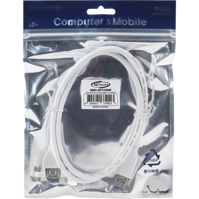 강원전자 넷메이트 USB3.0 연장 AM-AF 판넬형 케이블 1m, 화이트 NMC-UF310SW