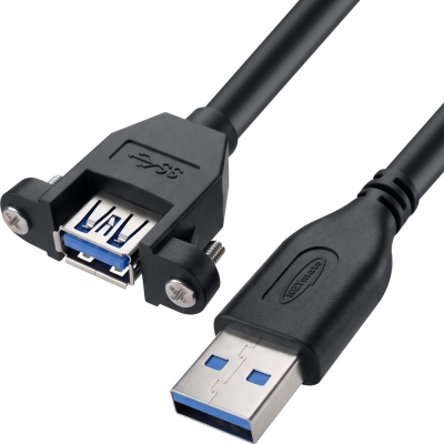 강원전자 넷메이트 USB3.0 연장 AM-AF 판넬형 케이블 2m, 블랙 NMC-UF320SB