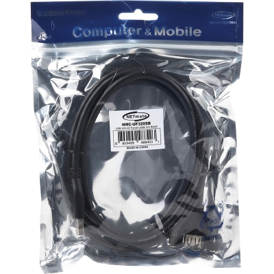 강원전자 넷메이트 USB3.0 연장 AM-AF 판넬형 케이블 2m, 블랙 NMC-UF320SB