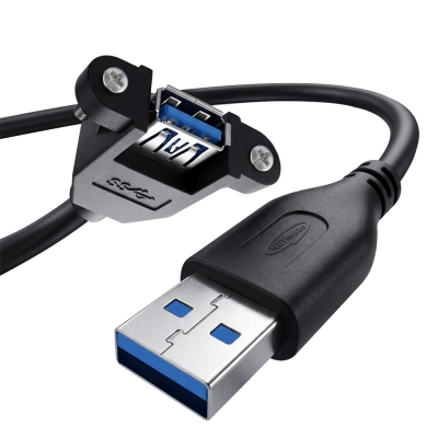강원전자 넷메이트 USB3.0 연장 AM-AF 판넬형 케이블 3m, 블랙 NMC-UF330SB