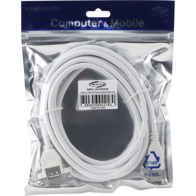 강원전자 넷메이트 USB3.0 연장 AM-AF 판넬형 케이블 3m, 화이트 NMC-UF330SW