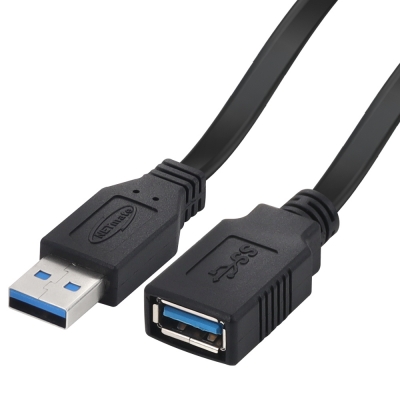 강원전자 넷메이트 USB3.0 연장 AM-AF FLAT 케이블 2m (블랙) NMC-UFG302F