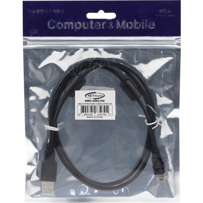 강원전자 넷메이트 USB2.0 AM-Mini 5핀 케이블 1m (블랙/노이즈필터) NMC-UM210C