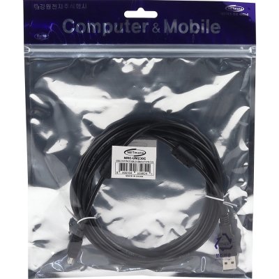 강원전자 넷메이트 USB2.0 AM-Mini 5핀 케이블 3m (블랙/노이즈필터) NMC-UM230C