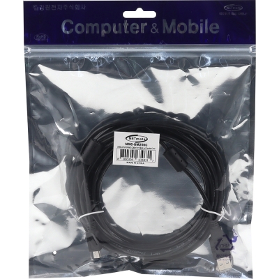 강원전자 넷메이트 USB2.0 AM-Mini 5핀 케이블 5m (블랙/24AWG/노이즈필터) NMC-UM250C