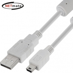 강원전자 넷메이트 USB2.0 AM-Mini 5핀 케이블 5m (그레이/노이즈필터) NMC-UM250