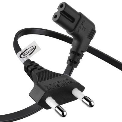 강원전자 넷메이트 2구 8자 AC 파워코드 전원케이블 0.6m, 꺾임형 블랙 NMP-KPC806BA