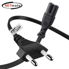 강원전자 넷메이트 2구 8자 AC 파워코드 전원케이블 0.6m, 일자형 블랙 NMP-KPC806B
