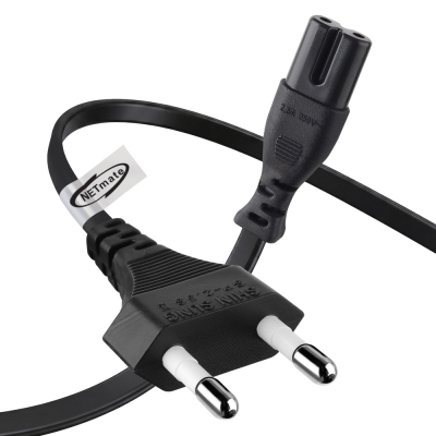 강원전자 넷메이트 2구 8자 AC 파워코드 전원케이블 0.6m, 일자형 블랙 NMP-KPC806B