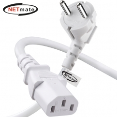 강원전자 넷메이트 3구 AC 파워코드 전원케이블 0.5m, 꺾임형 화이트 NMP-SPC005W