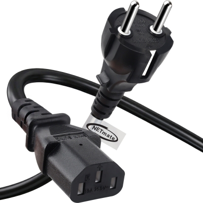 강원전자 넷메이트 3구 AC 파워코드 전원케이블 2m, 일자형 블랙 NMP-SPC020BS