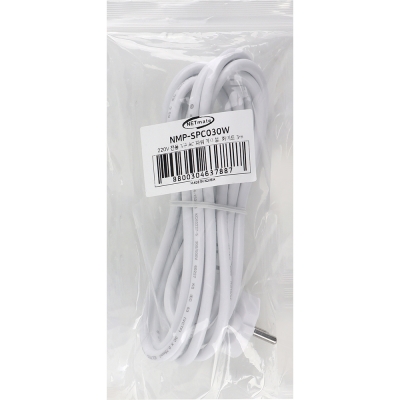 강원전자 넷메이트 3구 AC 파워코드 전원케이블 3m, 꺾임형 화이트 NMP-SPC030W