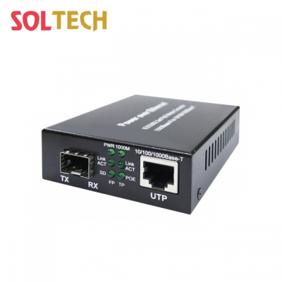 솔텍 PoE 기가비트 이더넷 광 컨버터, SFP 1슬롯 SFC2000HP