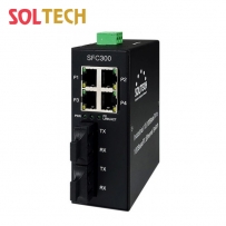 솔텍 산업용 4포트 스위칭 허브, SC 멀티모드 2포트(2km) SFC300-SCM2