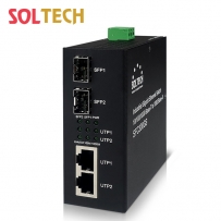 솔텍 산업용 2포트 기가비트 스위칭 허브, SFP 2슬롯 SFC300GS